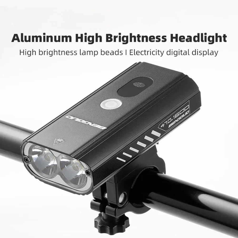 BENGGUO BG-1912 1600LM Bright Aluminum Alloy Bicycle Headlight Power Digital Display Cycling Front Light BENGGUO BG-1912 1600LM Bright Aluminum Alloy Bicycle Headlight Power Digital Display Cycling Front Light